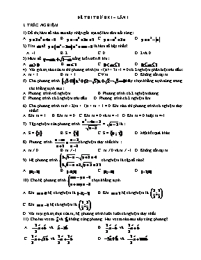 Đề thi thử học kì I  lần I môn Toán 10